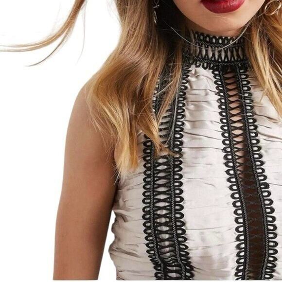 ASOS - NWT Satin Ruched High Neck Mini Dress Sz 6 - Picture 3 of 12